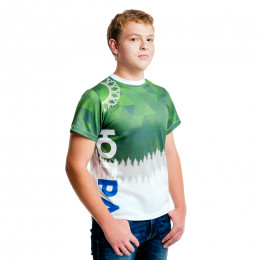 Футболка с полной запечаткой прямого кроя, модель с коротким рукавом, материал прима