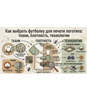 Как выбрать футболку для печати логотипа: ткани, плотность, технологии