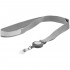 Лента для бейджа с ретрактором Devon, серая с белым Лента для бейджа с ретрактором Devon, серая с белым