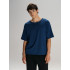Футболка оверсайз унисекс Vozduh, темно-синяя Футболка оверсайз унисекс Vozduh, темно-синяя