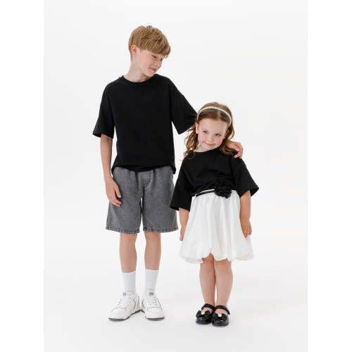 Футболка детская оверсайз Teezer, черная