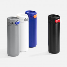 Термостакан X1 с цветной кнопкой, синий с оранжевым