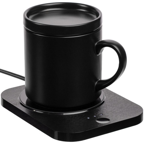 Кружка с подогревом и беспроводной зарядкой dualBase plus, черная