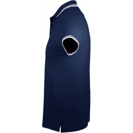 Рубашка поло мужская Pasadena Men 200 с контрастной отделкой, темно-синяя с белым