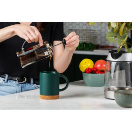 Кружка с пробковой подставкой Corky, зеленая