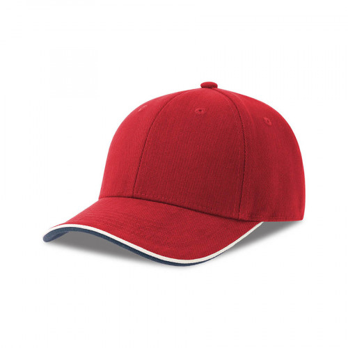 Бейсболка PILOT PIPING SANDWICH-S, 6 клиньев, металл.заст, красный, 100% хлопок, 355 г/м2