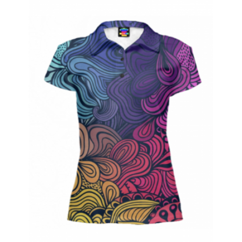 Футболка поло женская с полной запечаткой