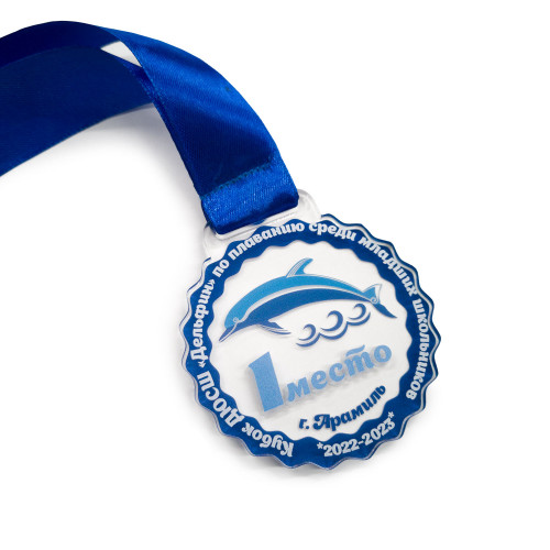 Медаль из акрила 1-слойная с УФ-печатью D-40, толщина 10 мм